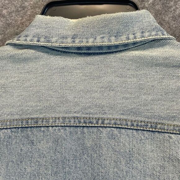 Vintage GUESS BY MARCIANO Jean Jacket Men's Large Blue Trashed Trucker Style - Picture 8 of 15